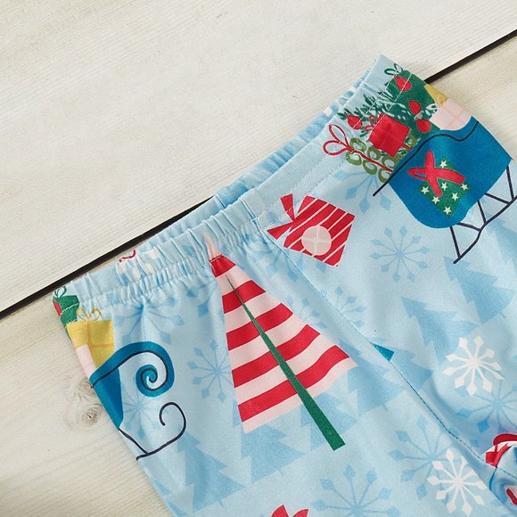 Girl Christmas Long Sleeve Sleeper Pajamas Outfit Clothes Dress Matching Set - Picture 4 of 9